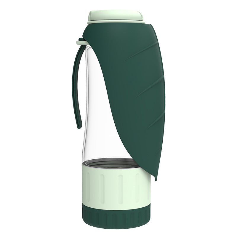 On-the-go dog water and snack dispenser, blue, ensuring pet hydration during outdoor activities.
