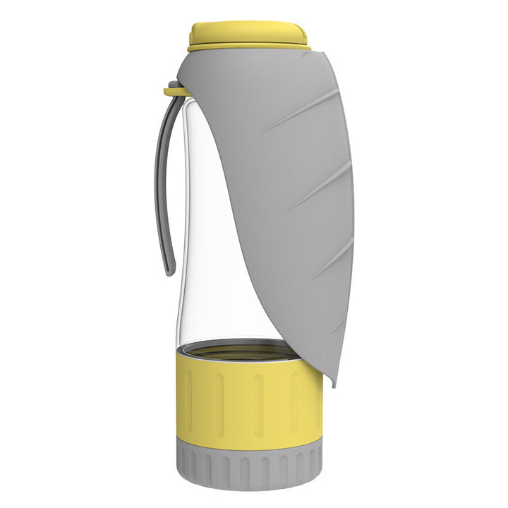 Portable pet supplies: dog water bottle and snack holder combo, excellent for travel and hiking.