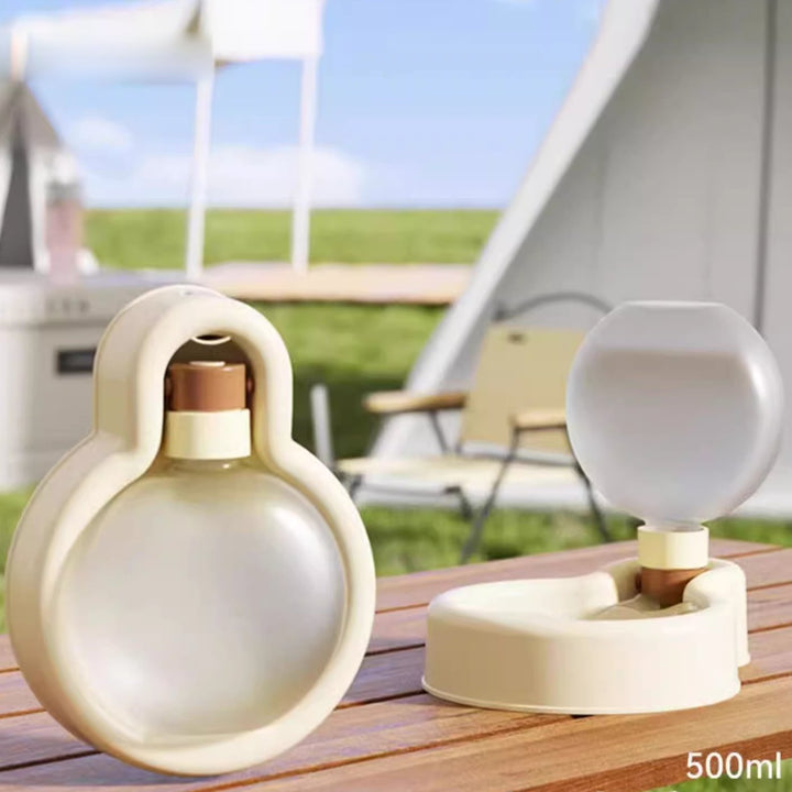 Portable hydration solution for dogs, featuring a compact design and easy-to-use dispenser.