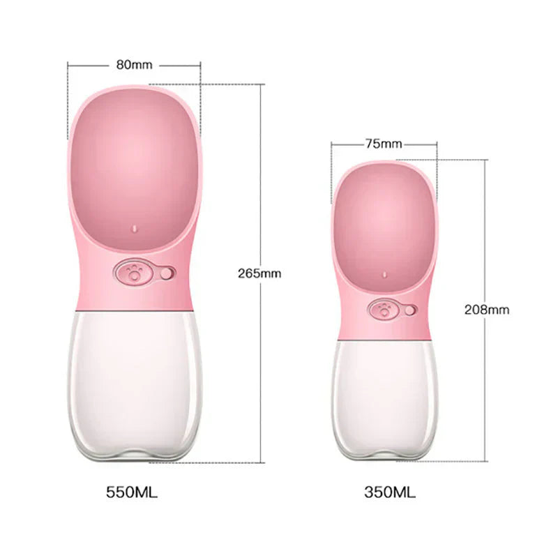 Dog water bottle with integrated bowl, perfect for pet travel, leak-proof design