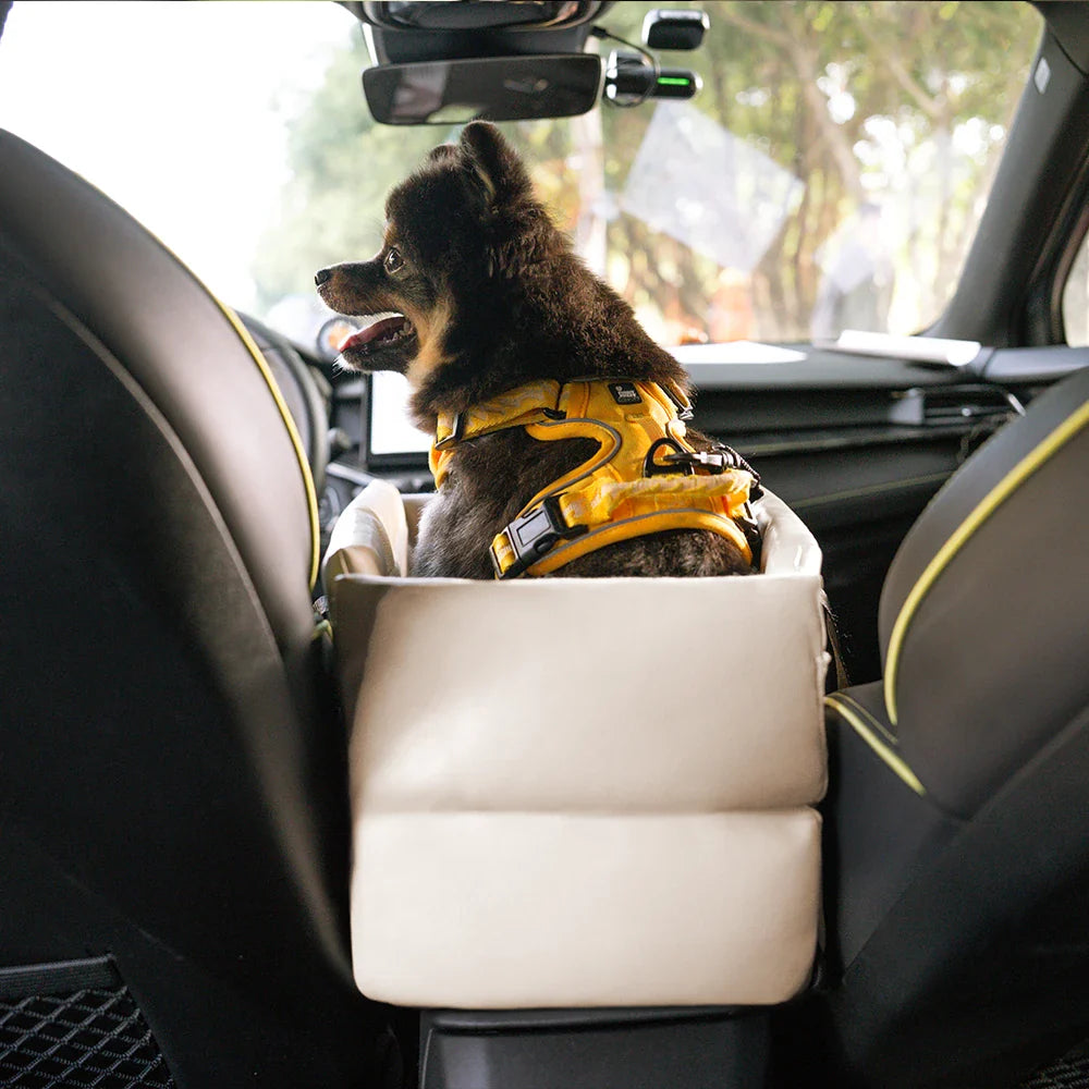 Foldable faux leather waterproof dog console seat, perfect for pet travel