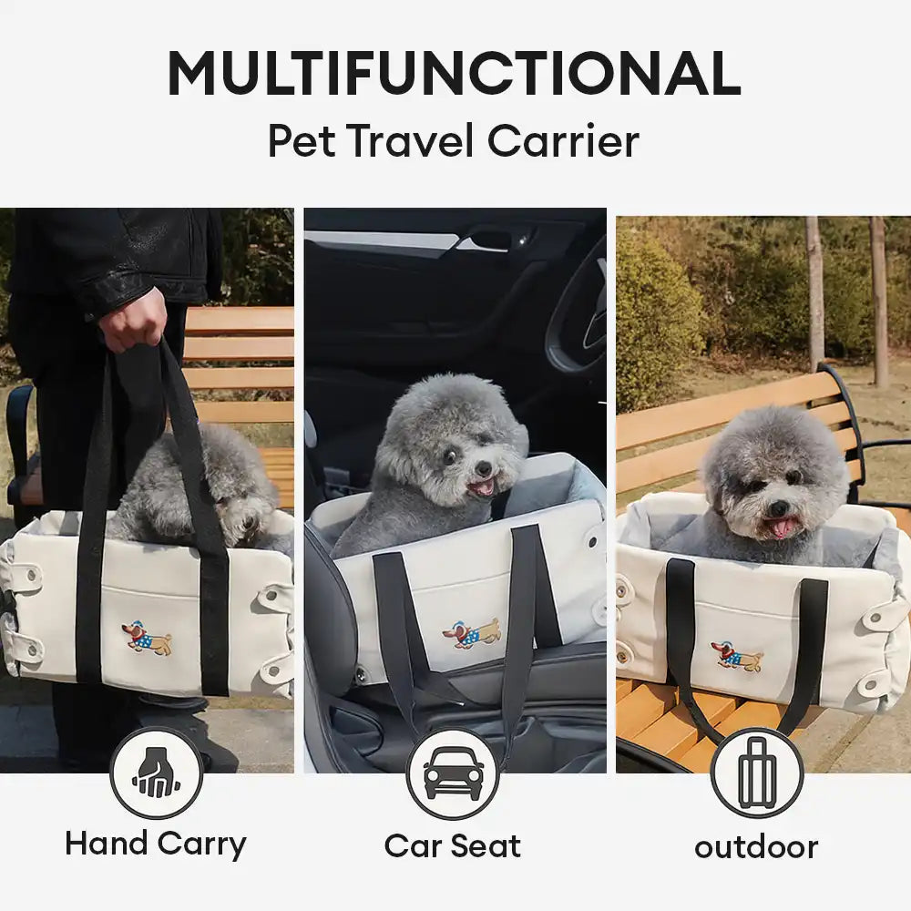 Small pet carrier car seat in waterproof faux leather for safe dog travel