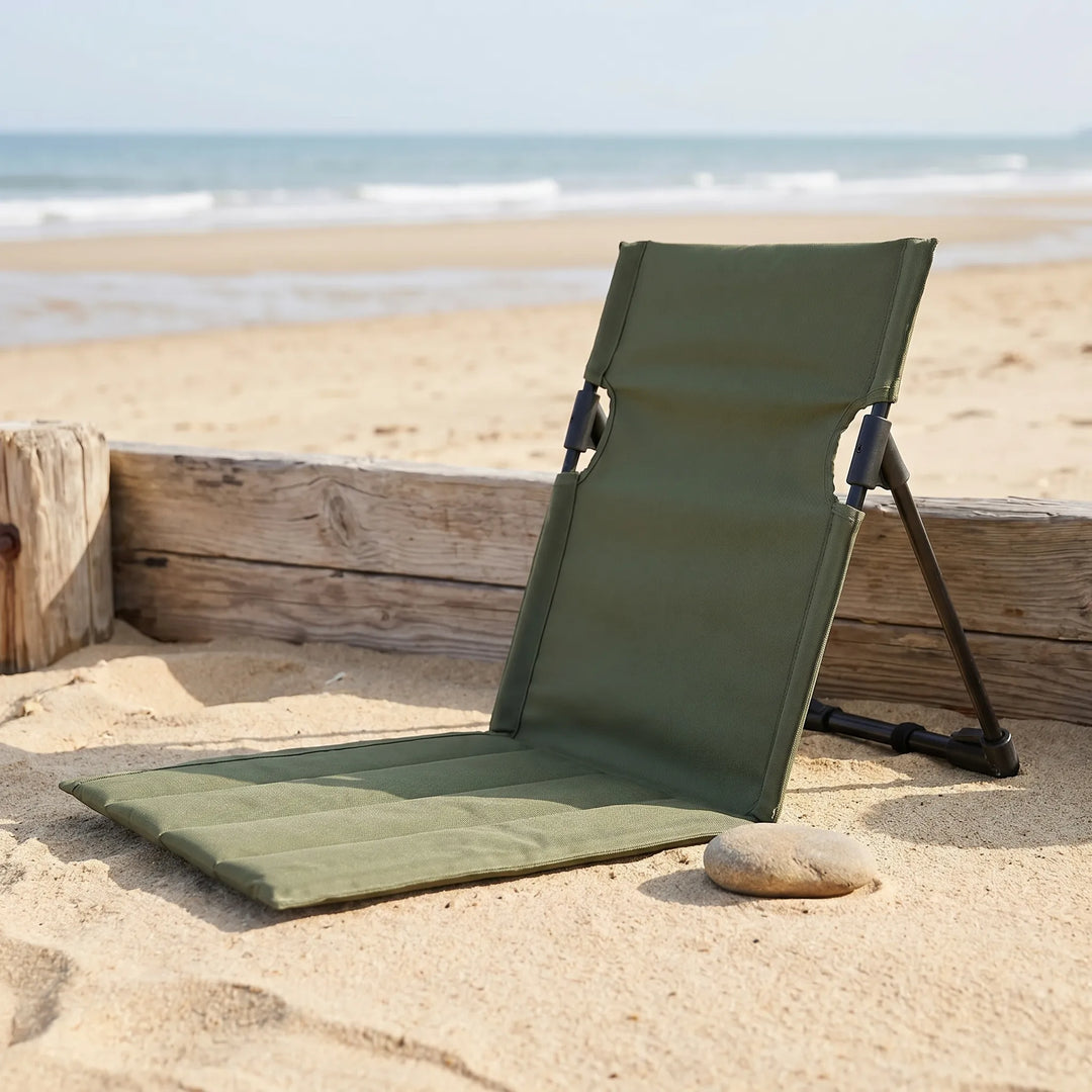 Portable ground chair, ideal for outdoor events & camping. Lightweight folding design for easy carry.