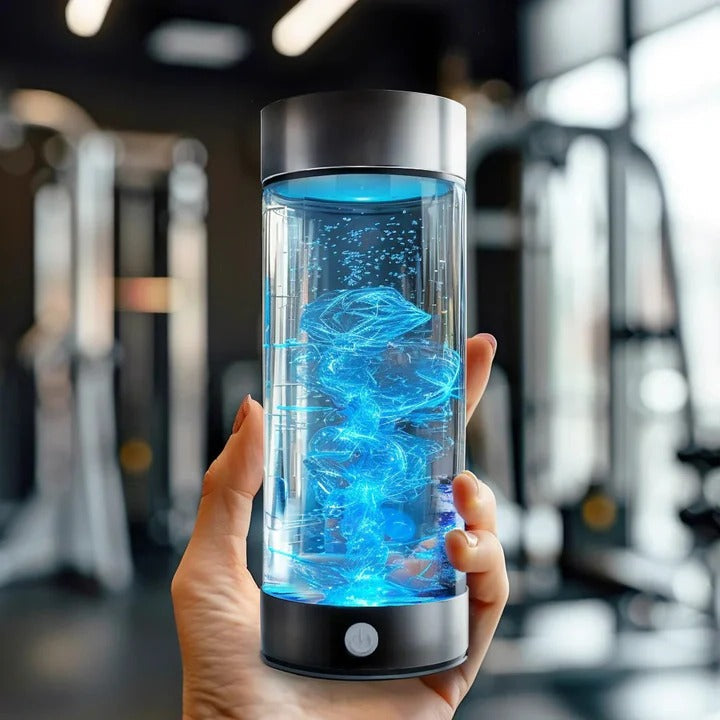 Portable hydrogen water bottle for enhanced hydration & wellness. Rechargeable, compact for daily use & travel.