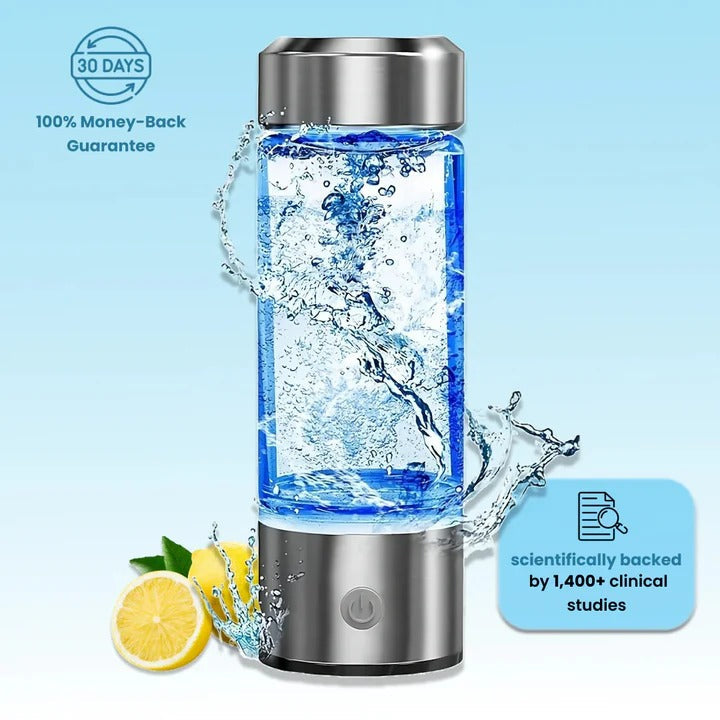 Compact portable hydrogen water bottle for athletes & healthy living. Rechargeable for enhanced hydration on the go.