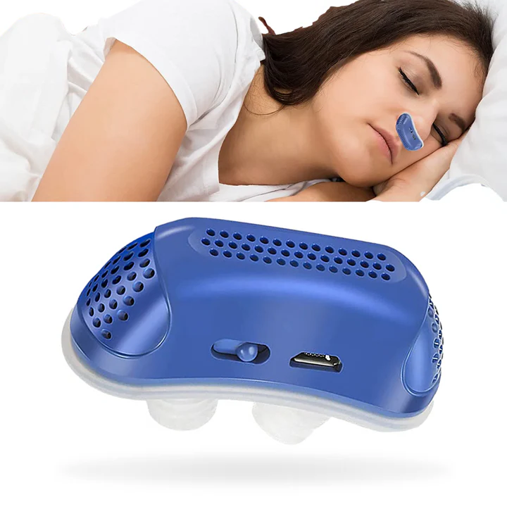 Portable maskless nasal CPAP device for sleep apnea & snoring relief. Compact travel sleep aid.