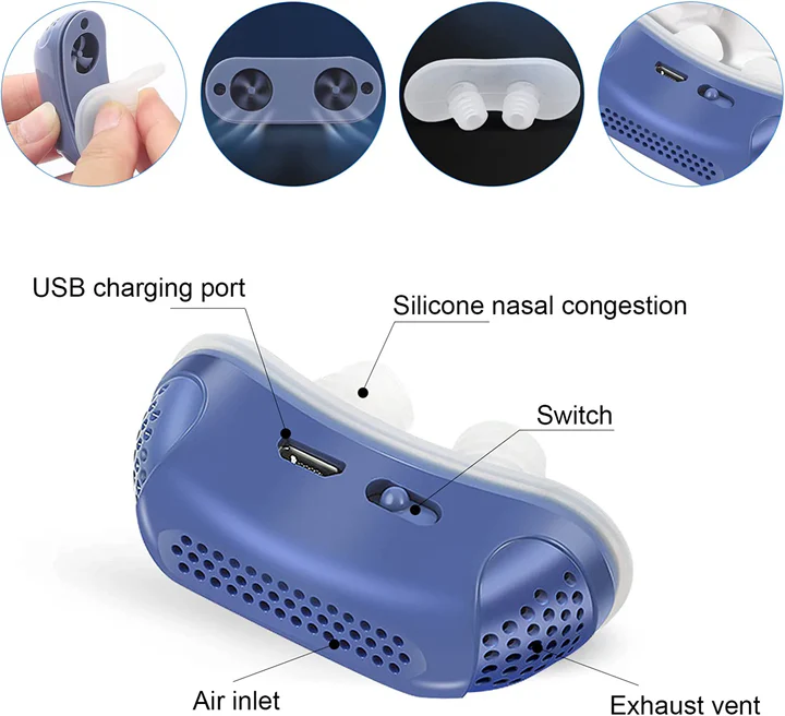 Sandsberg032518 maskless nasal device for sleep apnea & snoring solution. Promotes better sleep health.