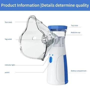 Silent mesh nebulizer, ideal breathing aid for kids & adults during travel.