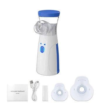 Compact portable mesh nebulizer for respiratory relief in adults and children.