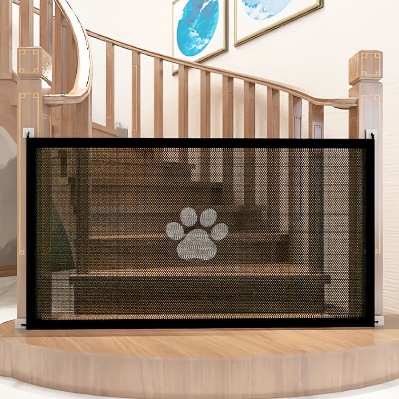 Portable mesh pet safety gate for dogs and cats, no-drill, foldable indoor barrier