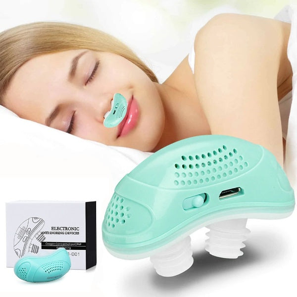 Portable micro CPAP for sleep apnea. Compact, anti-snoring nasal device for travel & quiet sleep, unisex design.