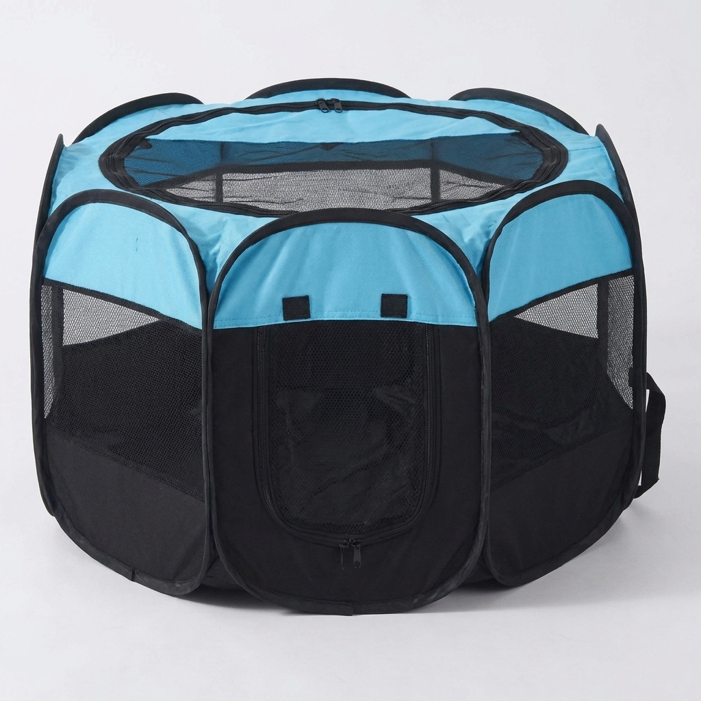 Breathable pet playpen and dog tent for small dogs & puppies, ideal for outdoor use and travel.