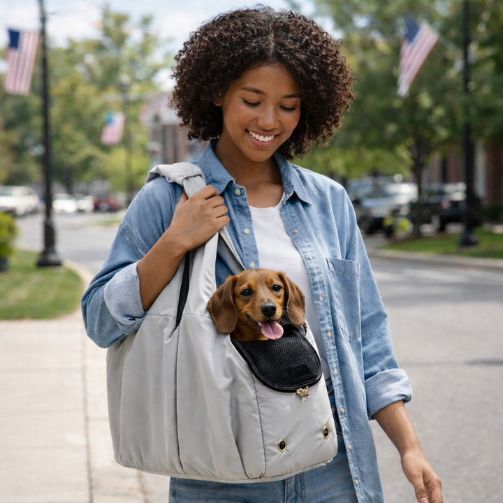 Breathable mesh portable pet carrier shoulder bag, ideal for small pets, dog & cat travel