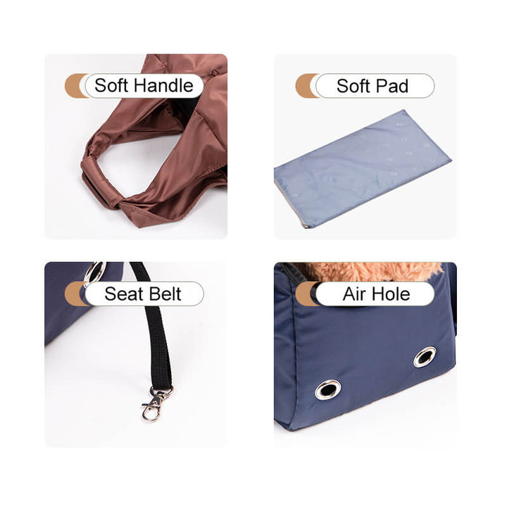Shoulder strap pet carrier bag, offering comfort and safety for small pet travel, mesh side