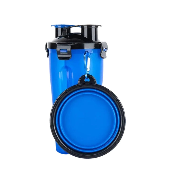Outdoor pet supplies: a combined dog water bottle & food feeder in a sleek design