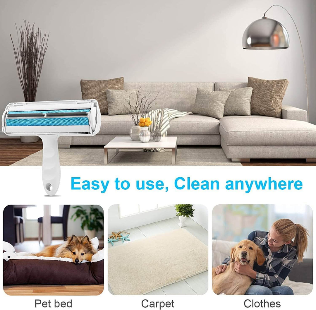 Handheld pet grooming accessory, effectively removing embedded pet hair from car seats and home textiles.