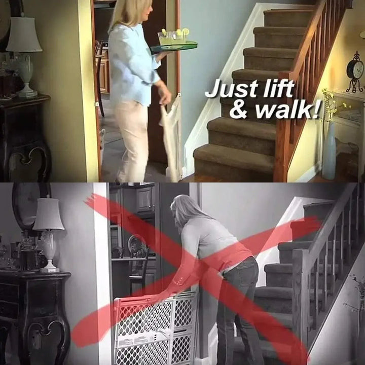 Indoor pet safety gate, flexible & expandable barrier for dogs and cats, perfect for doorways and halls.