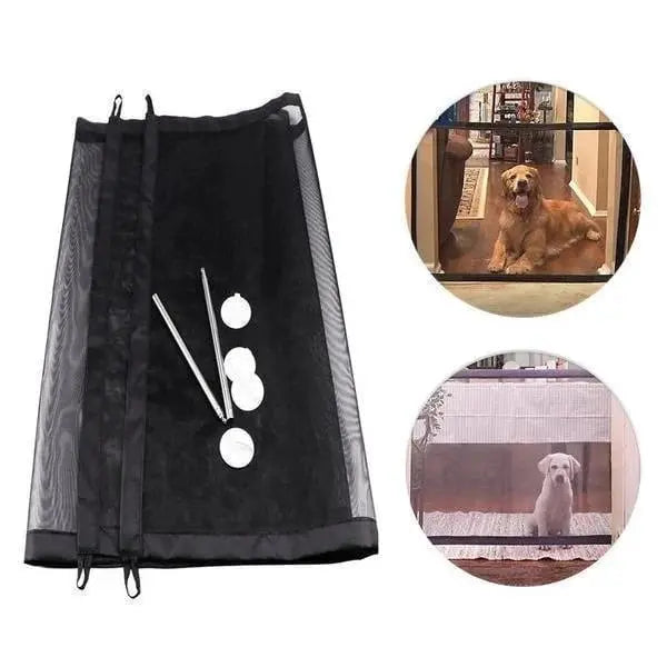 Stair gate & door gate, flexible pet safety barrier for dogs and cats, simple to install & remove.