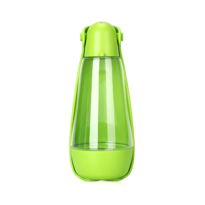 Aqua-blue portable feeding station for pets, features a water dispenser and food compartment