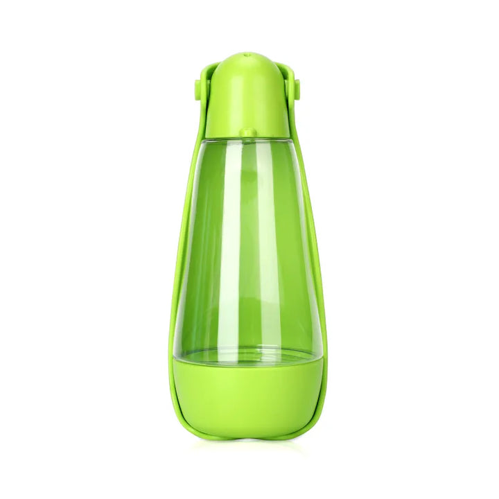 Aqua-blue portable feeding station for pets, features a water dispenser and food compartment