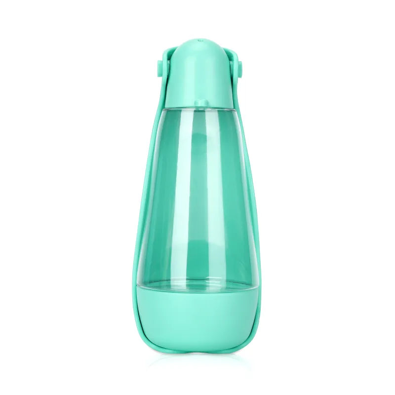 Dog accessories: 2-in-1 portable pet water bottle with attached food bowl for convenience