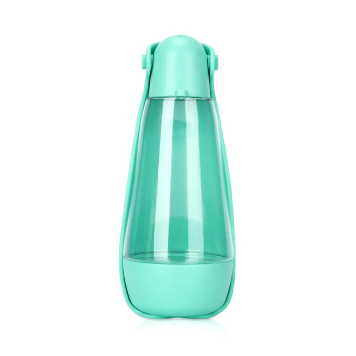 Dog accessories: 2-in-1 portable pet water bottle with attached food bowl for convenience