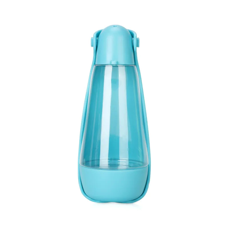 Portable pet water bottle with a detachable food bowl, making pet hydration and feeding easy