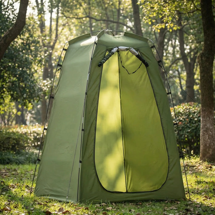 Portable pop-up privacy tent for changing clothes at the beach or campsite. Easy setup outdoor shower shelter.