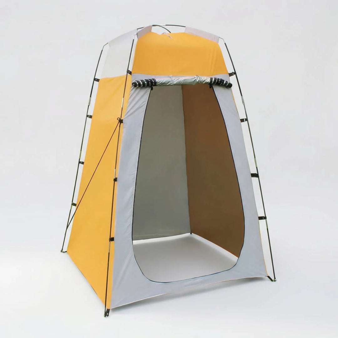 Outdoor privacy shelter tent; quick pop-up for camping, beach, or travel changing and shower needs.