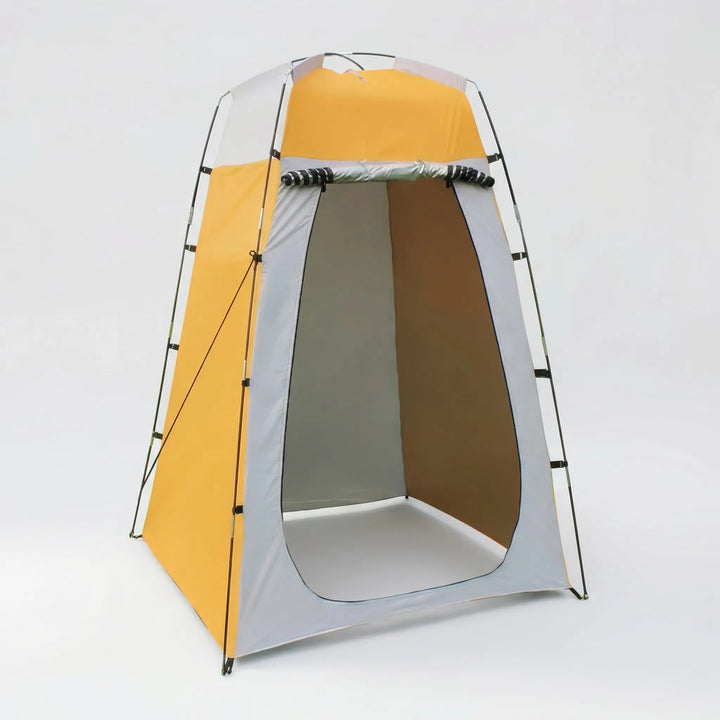 Outdoor privacy shelter tent; quick pop-up for camping, beach, or travel changing and shower needs.