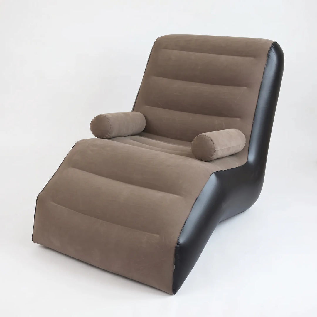 Ergonomic S-shaped inflatable lounger. Ideal guest seating for living rooms, patios, or outdoor adventures.