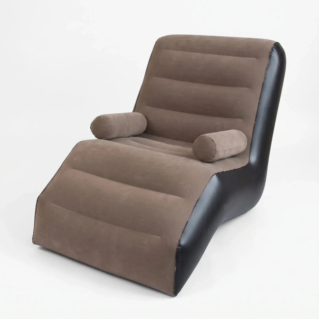 Versatile S-shape inflatable lounger. Easy-to-inflate portable chair for indoor use or outdoor adventures.