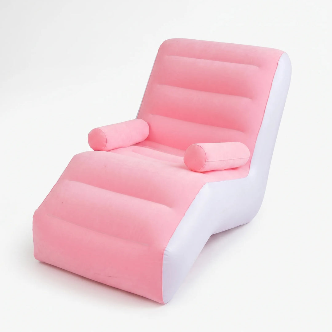 Lightweight S-shaped inflatable chair. This comfortable portable lounger is great for living rooms & outdoor patio spaces.