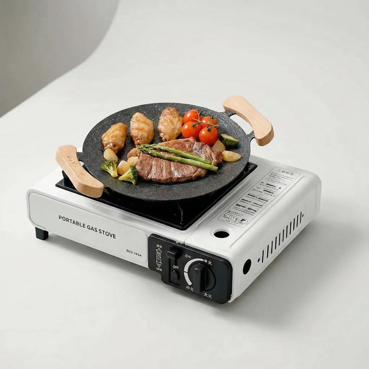 Durable single-burner camping stove, ideal for backpacking & outdoor cooking. Portable gas cooker for travel.