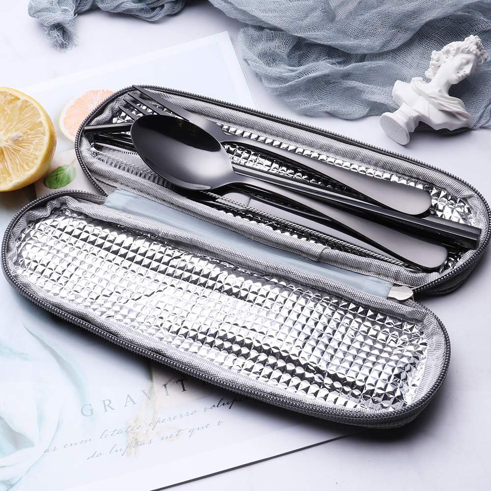 Robust stainless steel portable utensil set, designed for long-lasting use on any adventure.