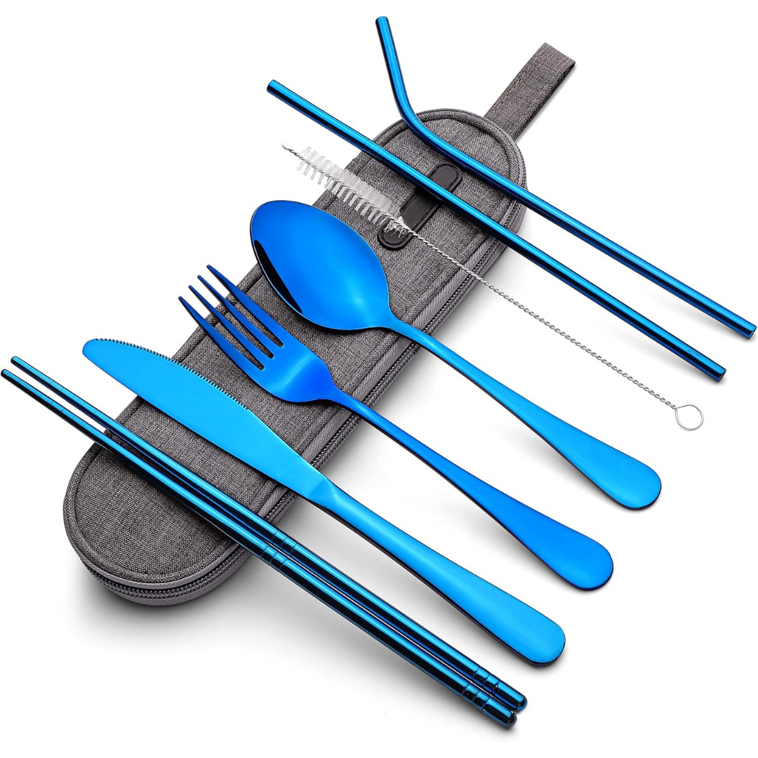 Lightweight portable stainless steel cutlery set, perfect for backpackers and hikers.
