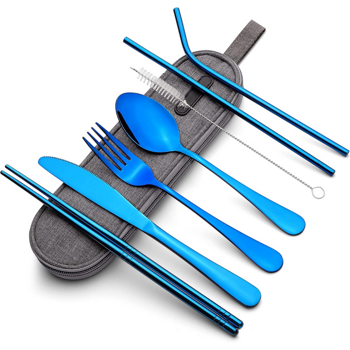 Lightweight portable stainless steel cutlery set, perfect for backpackers and hikers.