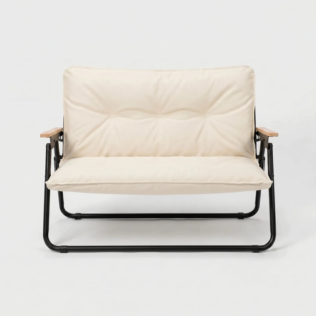 Folding double bench outdoor sofa, perfect for camping, patio, or any portable seating needs.