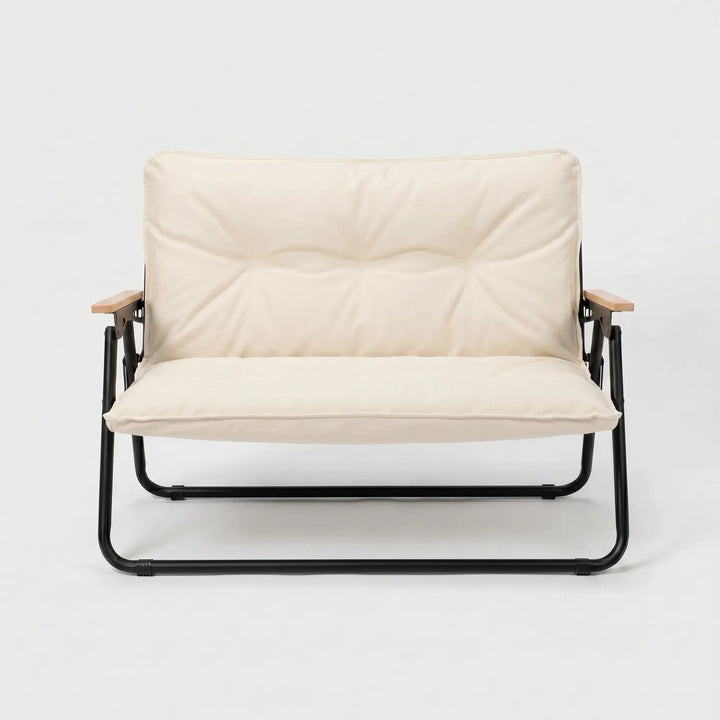 Folding double bench outdoor sofa, perfect for camping, patio, or any portable seating needs.