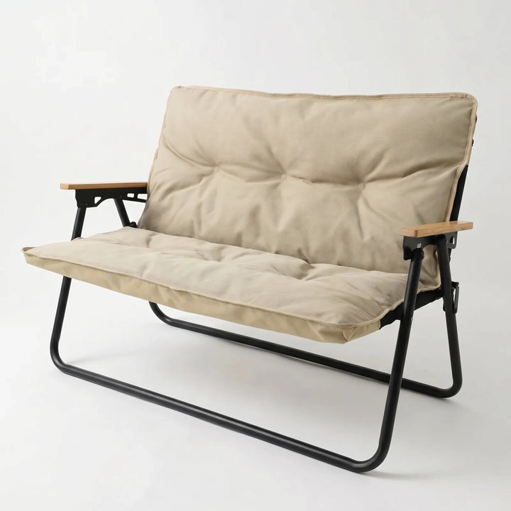 Versatile portable two-person bench for camping, tailgating, and various outdoor activities.