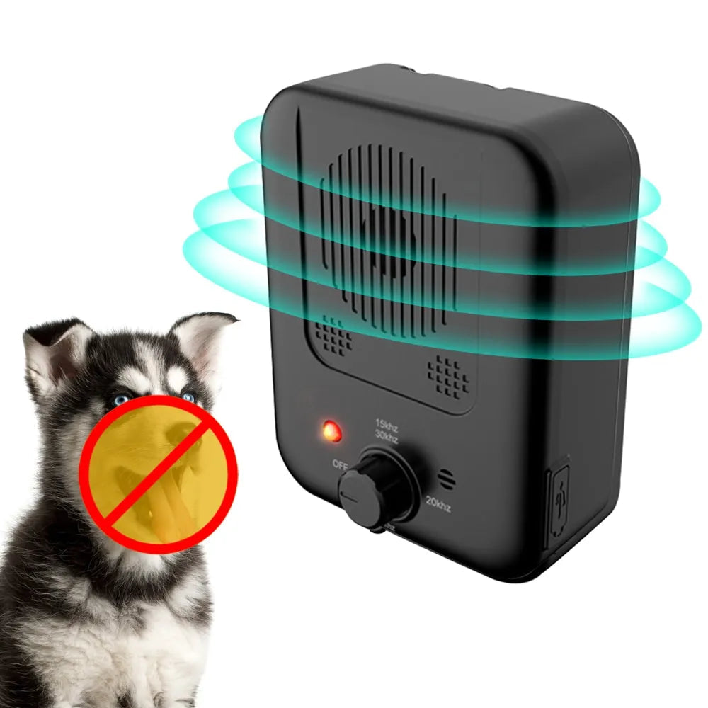 Portable ultrasonic dog bark deterrent device for outdoor use, waterproof anti-bark training aid
