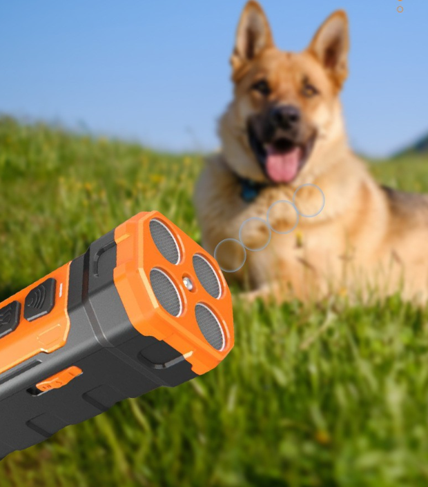 Portable ultrasonic pet trainer, black, for safe and humane dog behavior correction.
