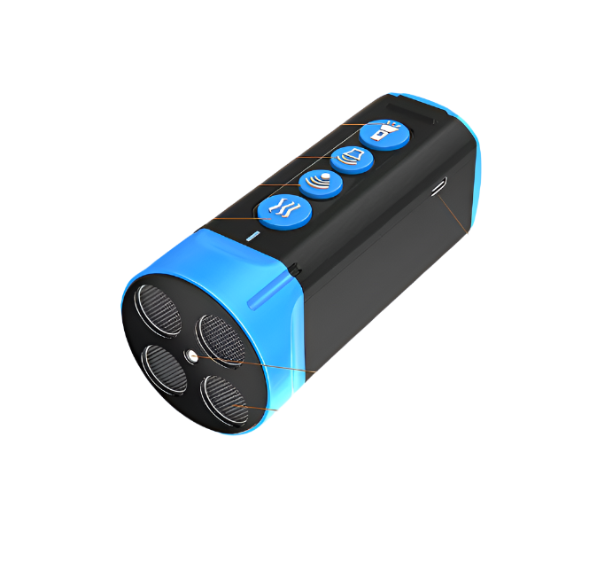 Unisex ultrasonic dog training aid with remote control, ideal for outdoor safety and pet care.