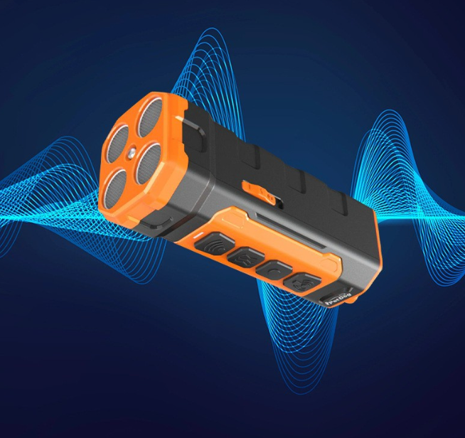 Compact ultrasonic dog trainer for effective behavior correction and animal repellent use.