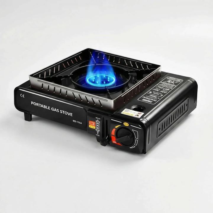 Essential camping stove: portable, windproof, single burner gas stove for all your outdoor cooking needs.