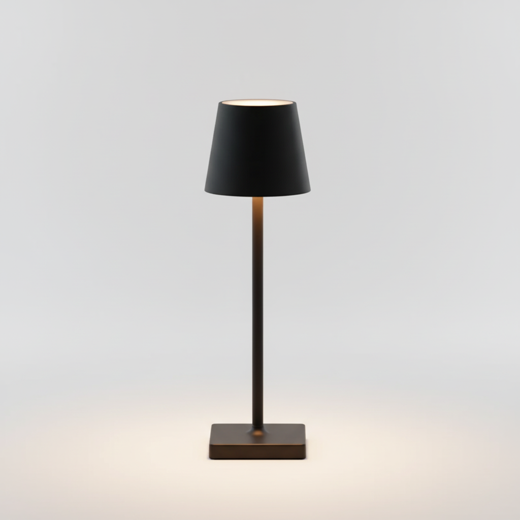 Versatile portable LED table lamp for cordless indoor/outdoor lighting, enhancing modern home ambiance.