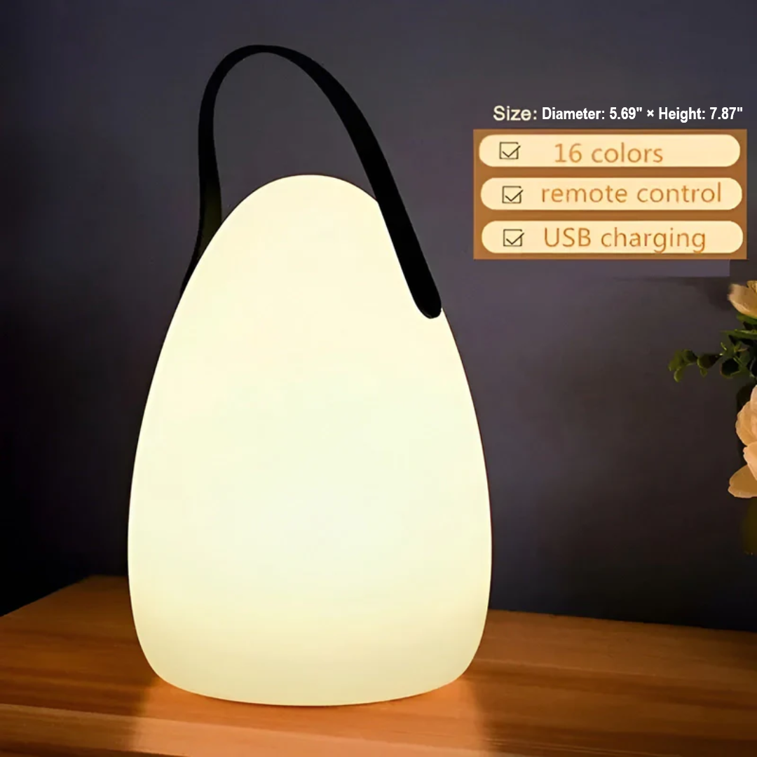 Sleek modern design, RadianceFlex wireless LED table lamp. Portable, rechargeable, and energy-efficient accent lighting.