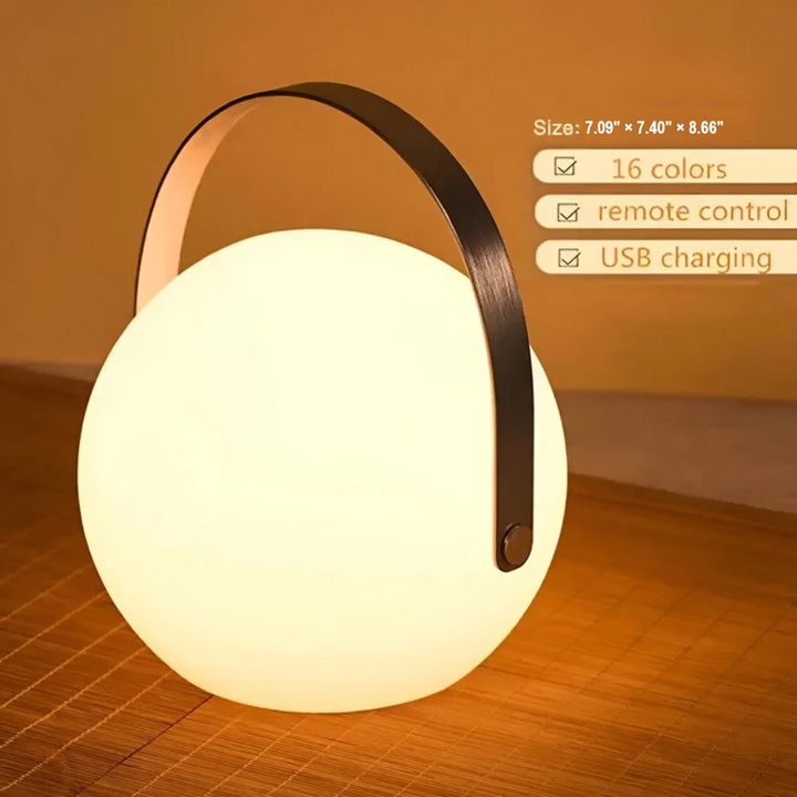 RadianceFlex portable LED bedside lamp, wireless & rechargeable, providing soft accent lighting for bedroom.