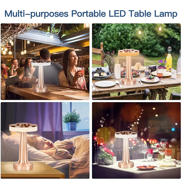 Elegant home dimmable LED table lamp, portable & cordless with touch control for accent and task lighting.