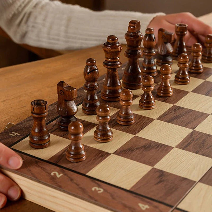 Enjoy classic strategy with this magnetic wooden chess set, ideal for home entertainment, travel, or a thoughtful gift.